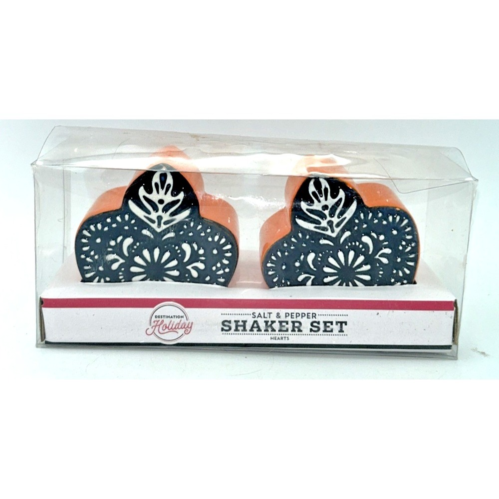 Destination Holiday "Day of the Dead Flaming Hearts"  Salt & Pepper Shakers